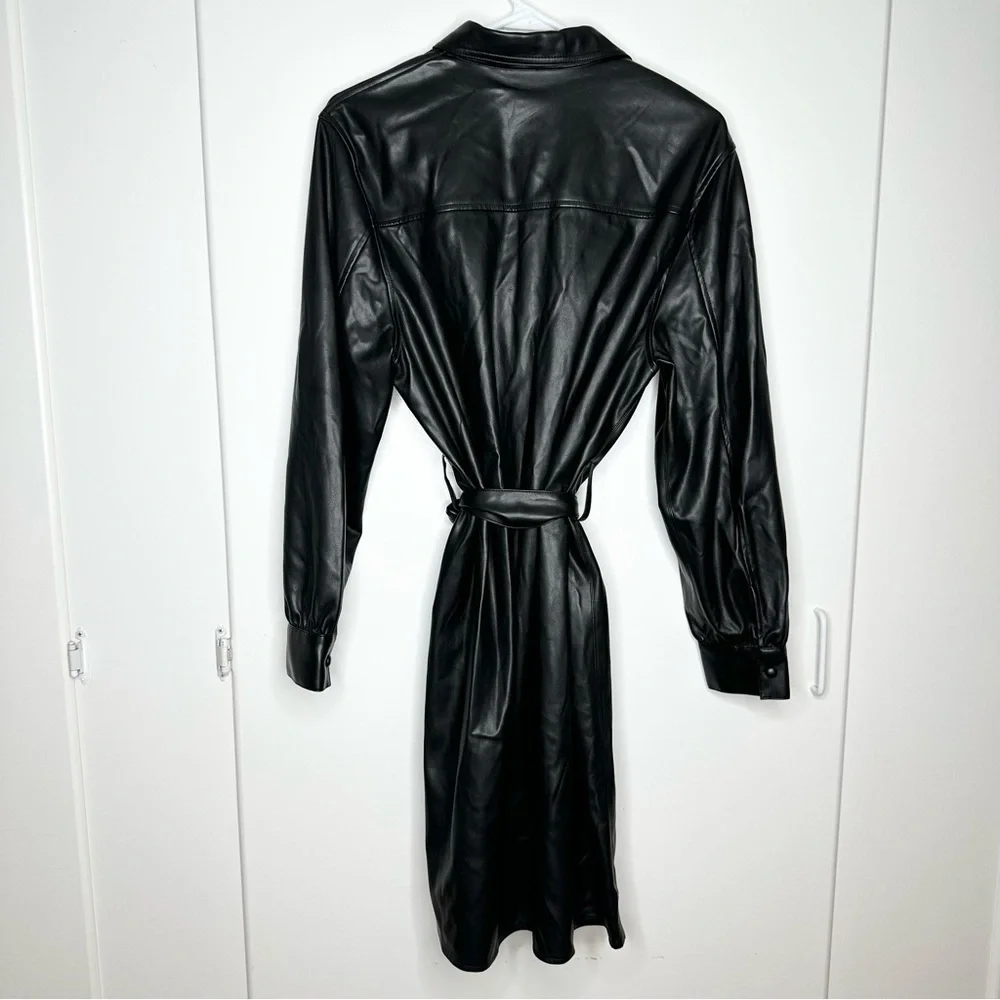 NWT Nic+Zoe Womens Black Faux Leather Knee Length Shirtdress Size Large and XL - Picture 7 of 11